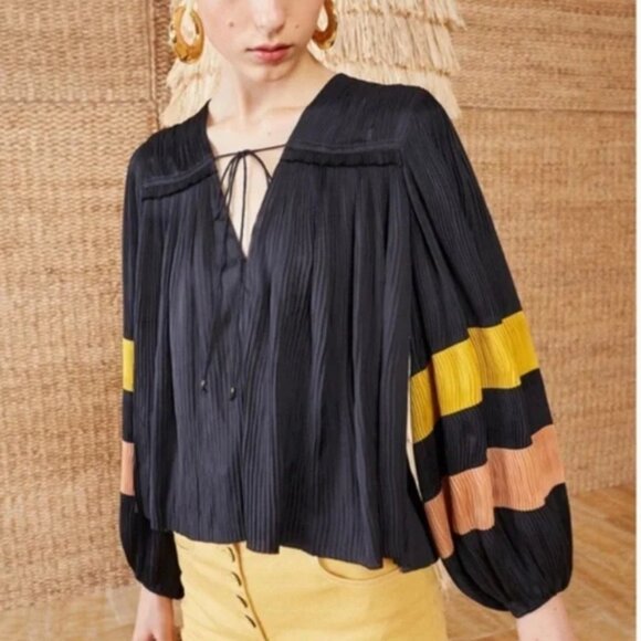 NWOT ULLA JOHNSON Tania Blouse in Marigold M $395 - Picture 1 of 16